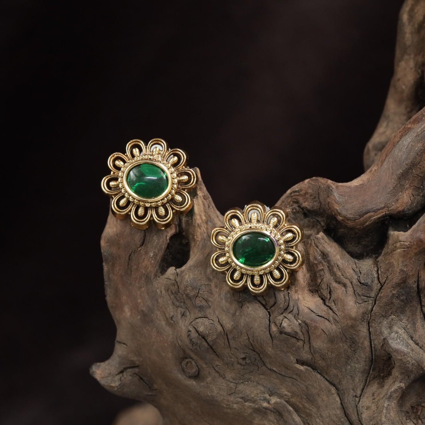 Grand Floral Stud With Dimensional Petal Loops And Center Highlight