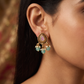 Classic Teardrop Medallion Stud With Clustered Pearl Accents