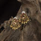 Antique Peacock Frame Stud With Textured Body And Beaded Fringe