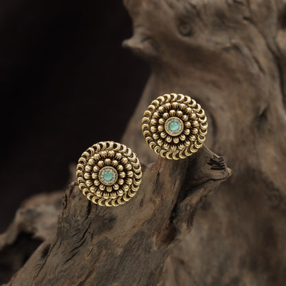 Couture Rosette Disc Stud With Precision Petal Structuring And Detail