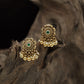 Sunburst Floral Antique Stud with Layered Petal Detailing and Ball Drop Fringe