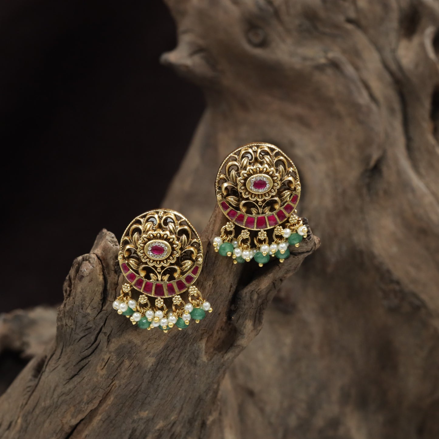 Disc Stud With Pierced Detailing And Beaded Fringe Movement