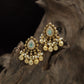 Antique Stud with Floral Teardrop Design and Pearl Cluster Fringe