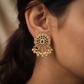 Regal Rosette Stud With Layered Floral Core And Drop Clusters