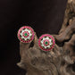 Traditional Floral Stud With Elegant Circular Border Finish