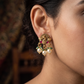 Peacock Antique Stud with Pearl Drop and Cluster Fringe