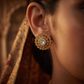 Classic Floral Stud With Dense Granule Work And Center Accent