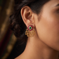 Antique Floral Stud With Refined Petal Frame And Drop Clusters