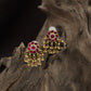 Antique Floral Stud With Refined Petal Frame And Drop Clusters