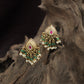 Antique Teardrop Stud With Intricate Lattice Frame And Pearl Drops