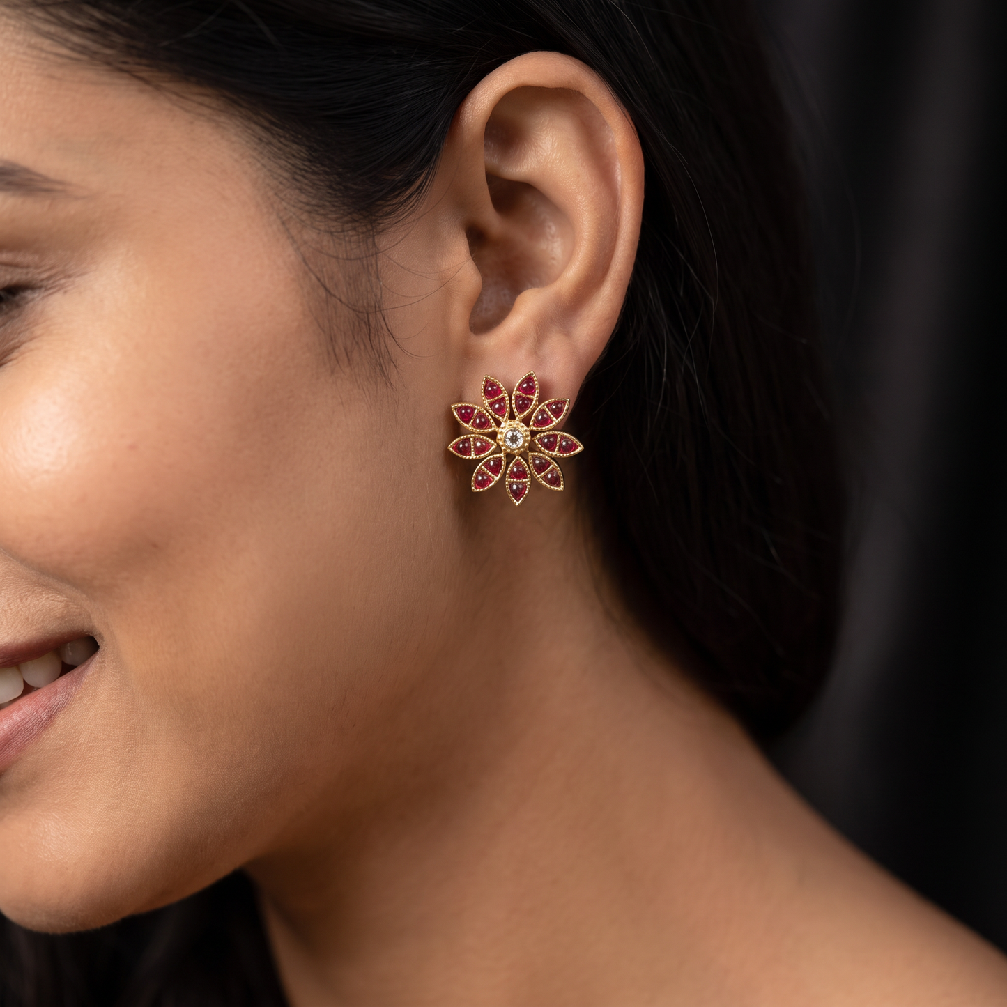 Premium Starburst Floral Stud With Defined Petal Structure