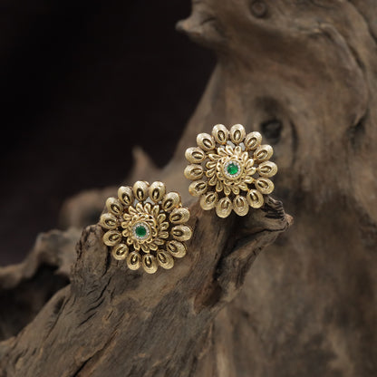 Classic Rosette Antique Stud With Intricate Petal Arrangement
