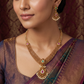 Teardrop Antique Necklace with Fine Mesh Chains and Beaded Fringe