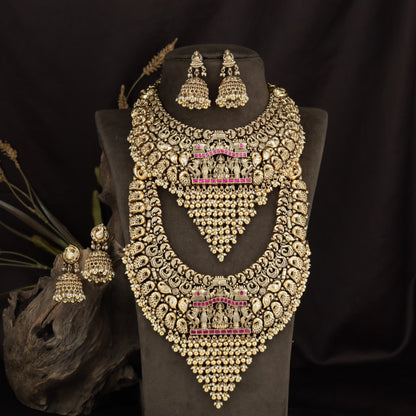 Lakshmi Antique Combo Set with Repeating Scrollwork and Drop Details
