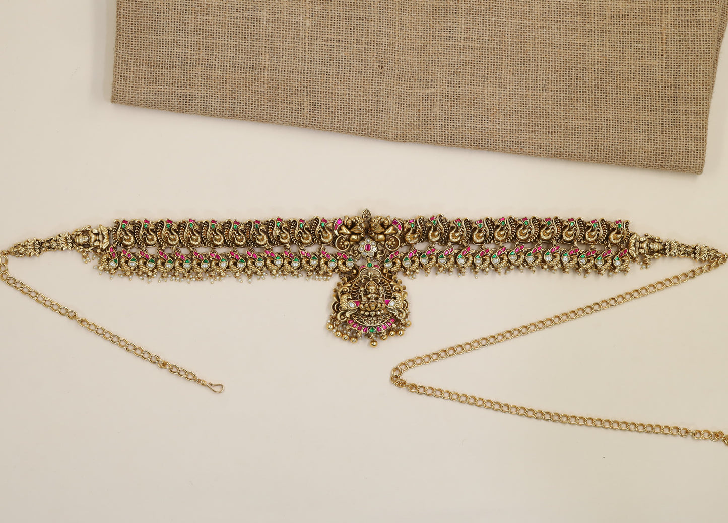 Lakshmi Antique Waist Belt with Ornate Peacock Detailing