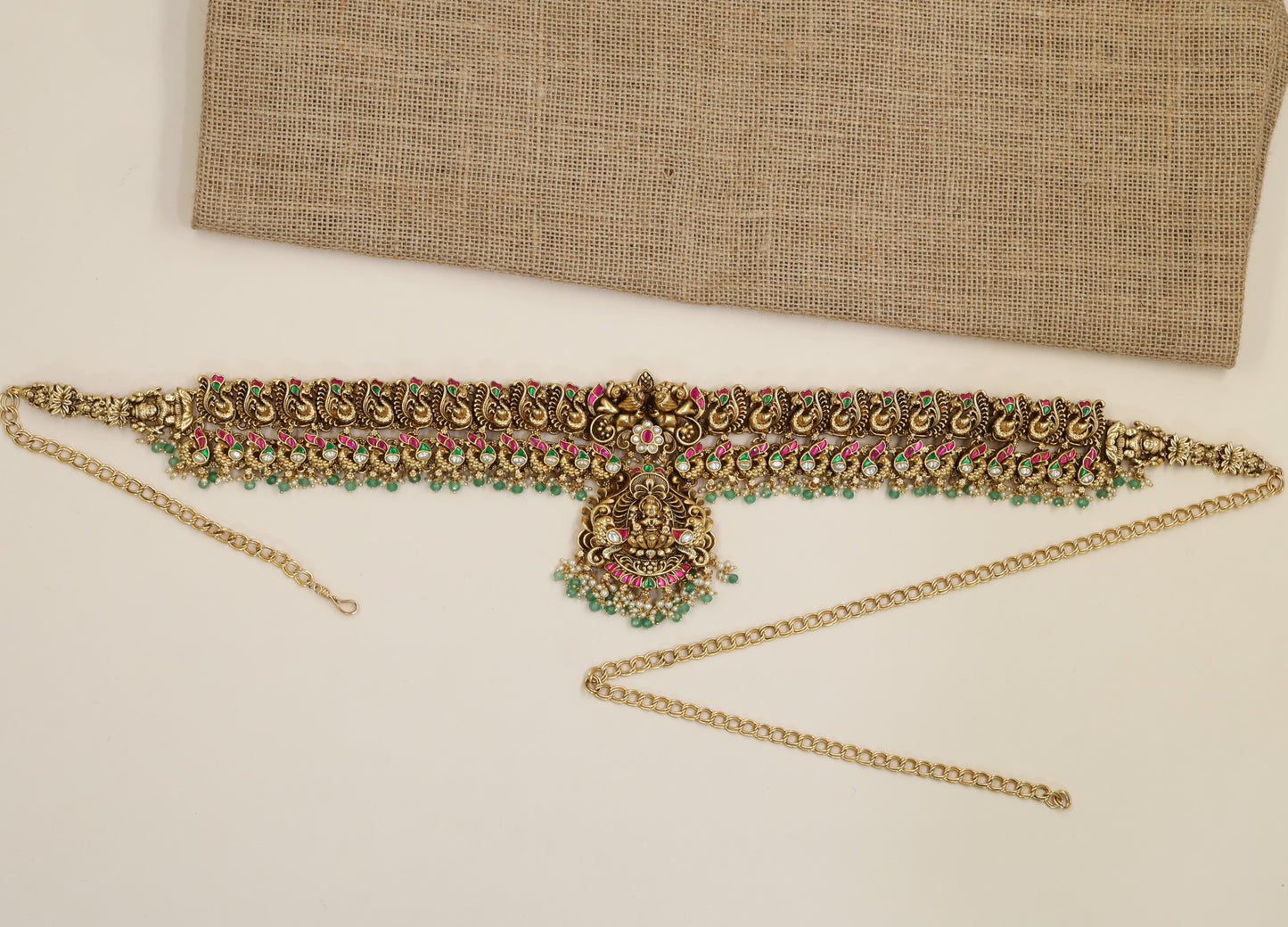Lakshmi Antique Waist Belt with Ornate Peacock Detailing