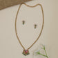 Decorative Lotus Antique Chain with Pendant and Earring Set