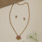 Decorative Lotus Antique Chain with Pendant and Earring Set