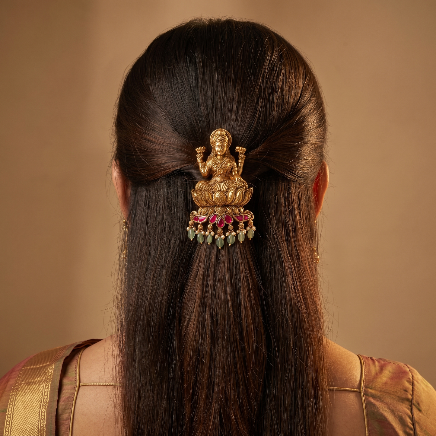 Lakshmi Antique Jade Bille with Lotus Detailing
