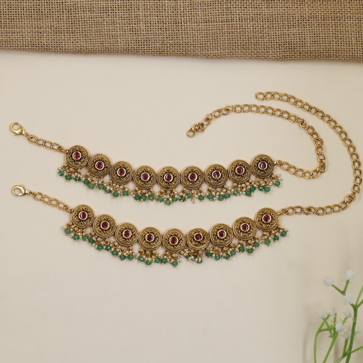 Circular Medallion Antique Baju Bandi with Fringe