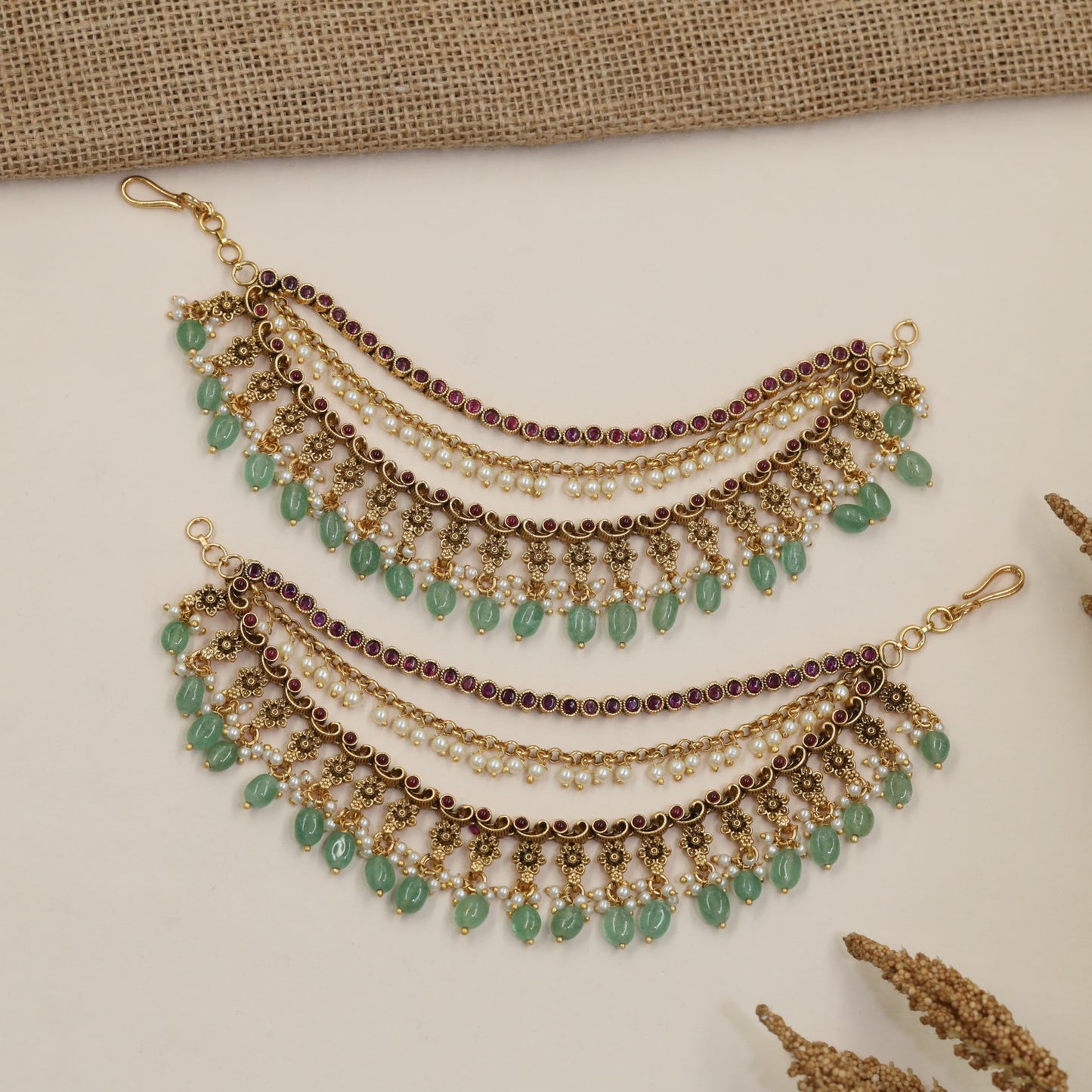 Antique Mati with Fine Beaded Arches and Hanging Drops