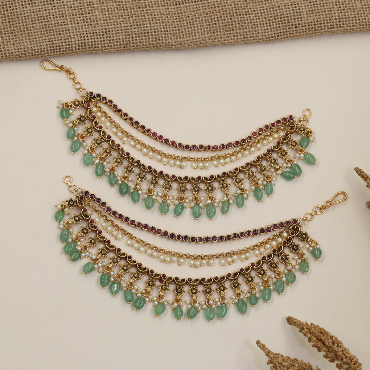 Antique Mati with Fine Beaded Arches and Hanging Drops