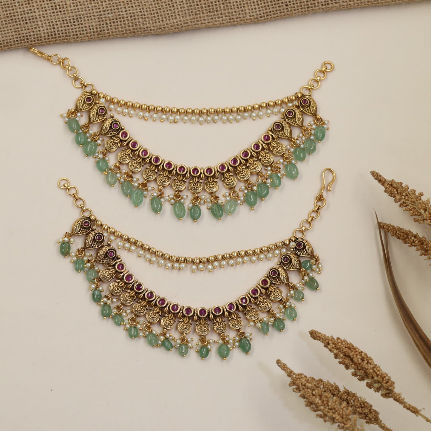 Classic Antique Mati with Intricate Fringe Details