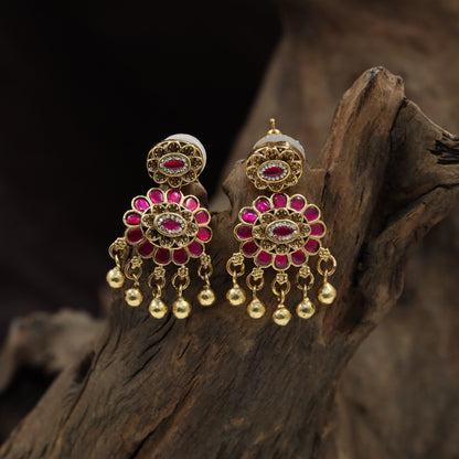 Antique Hangings Featuring Floral Petal Work and Beaded Drops