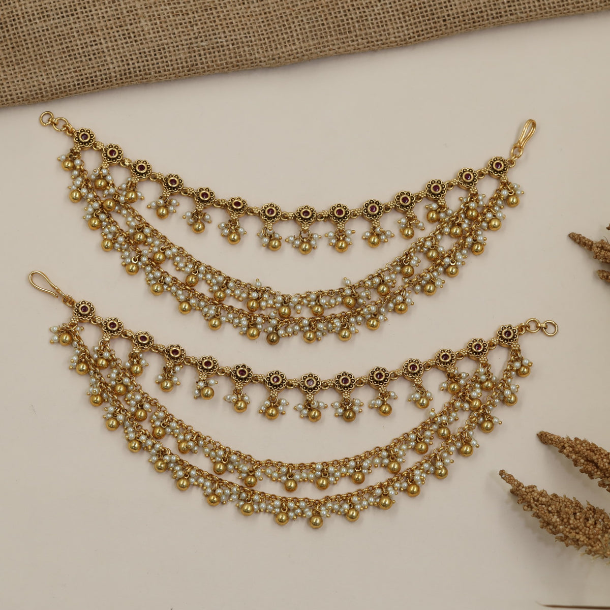 Traditional Antique Mati with Ornamental Floral Chainwork