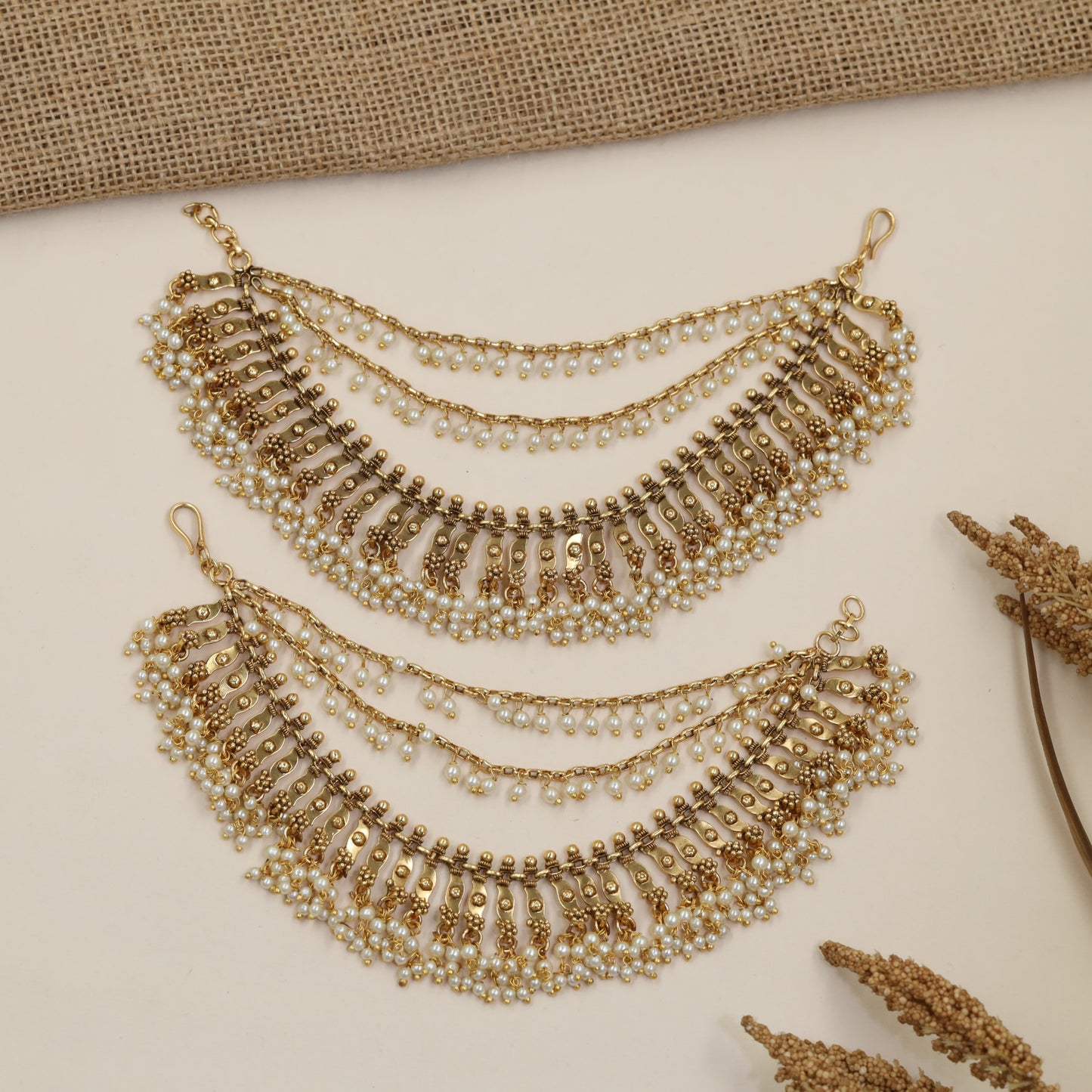 Traditional Antique Mati with Multiple Beaded Strands and Detailed Linkwork