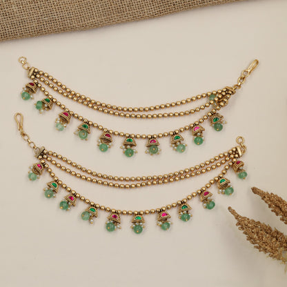 Ornamental Pendant Drops with Multiple Beaded Strands Antique Mati