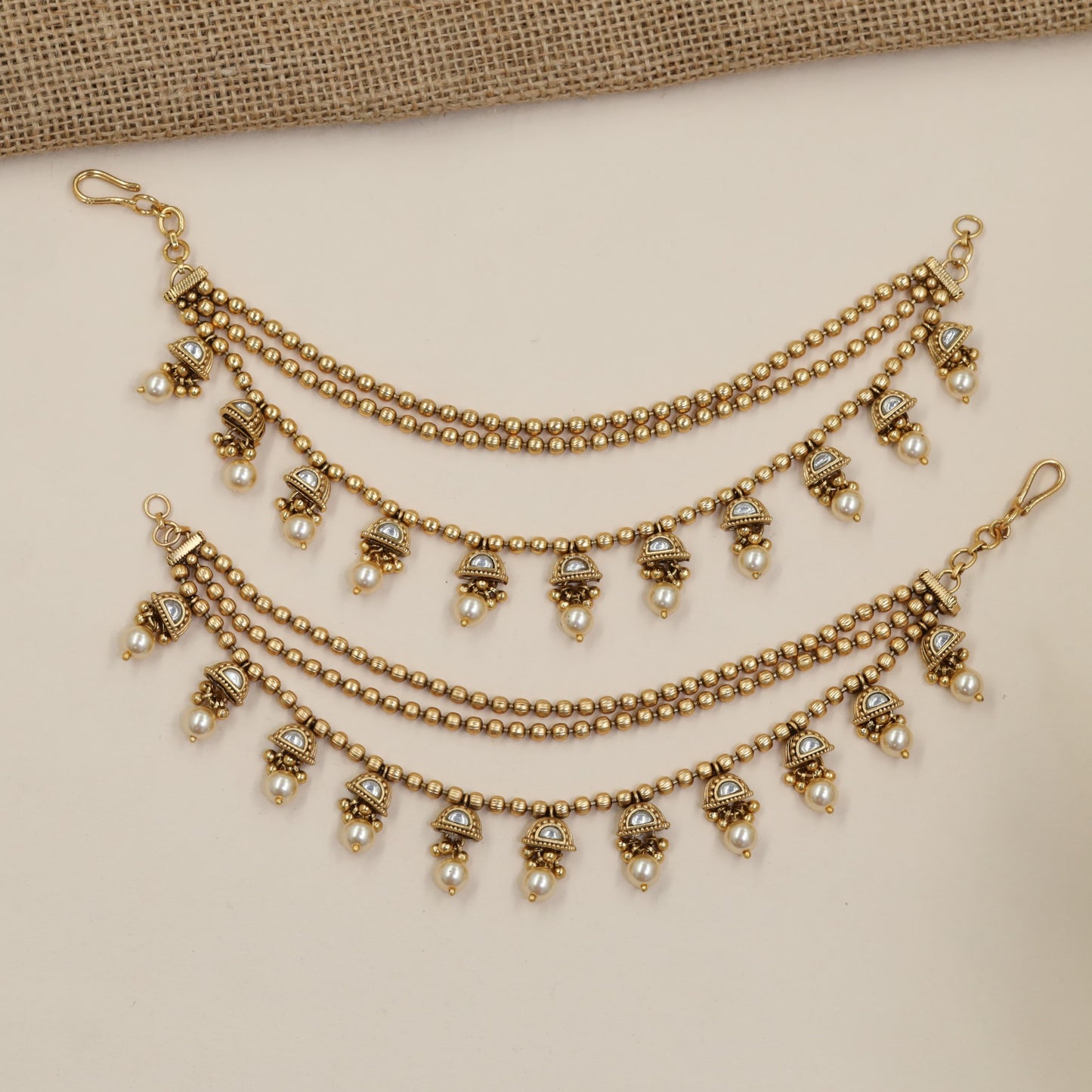 Ornamental Pendant Drops with Multiple Beaded Strands Antique Mati