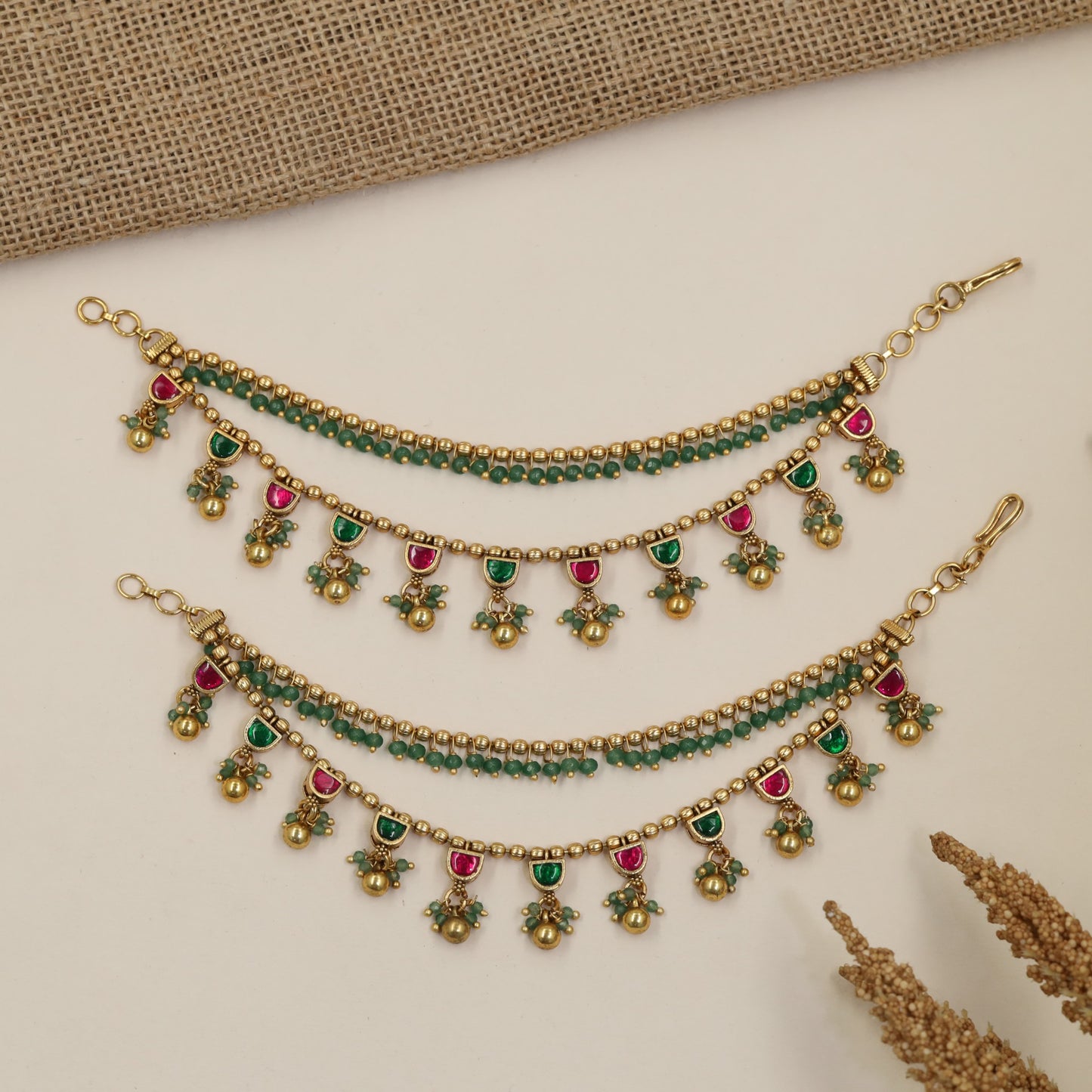 Antique Mati Featuring Fine Linkwork, Beaded Strands and Repeating Drops