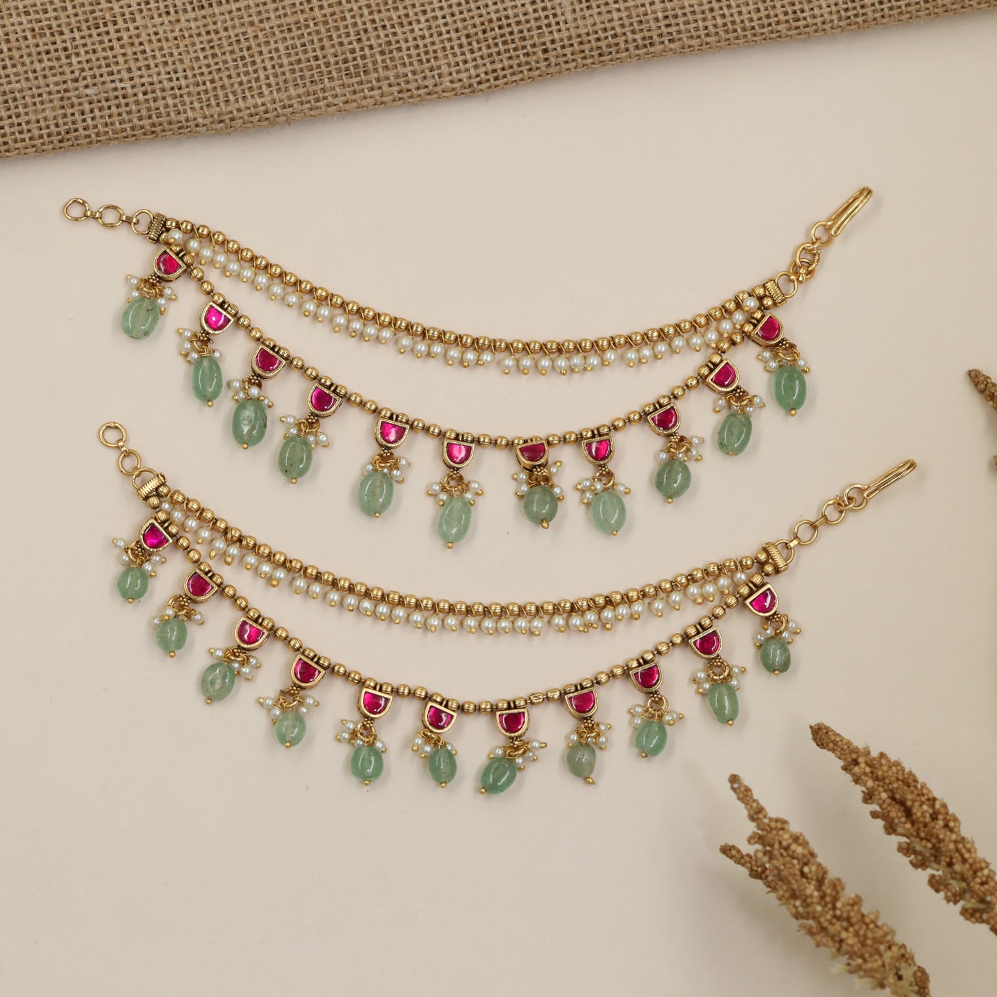 Antique Mati Featuring Fine Linkwork, Beaded Strands and Repeating Drops