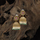 Traditional Antique Jumka with Floral Centre with Detailed Dome and Beaded Drops