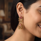Traditional Antique Jumka with Decorative Arch, Sculpted Drop and Beaded Fringe