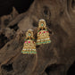 Ornate Leaf-Shaped Stud with Sculpted Dome Antique Jumka and Beaded Fringe