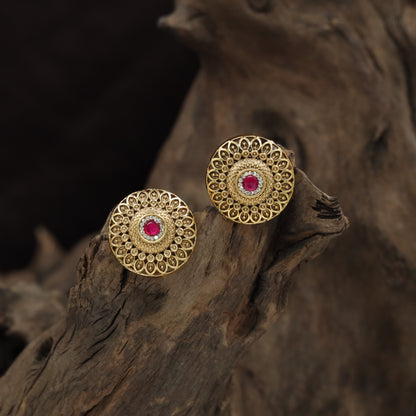 Circular Antique Stud with Intricate Rosette Detailing