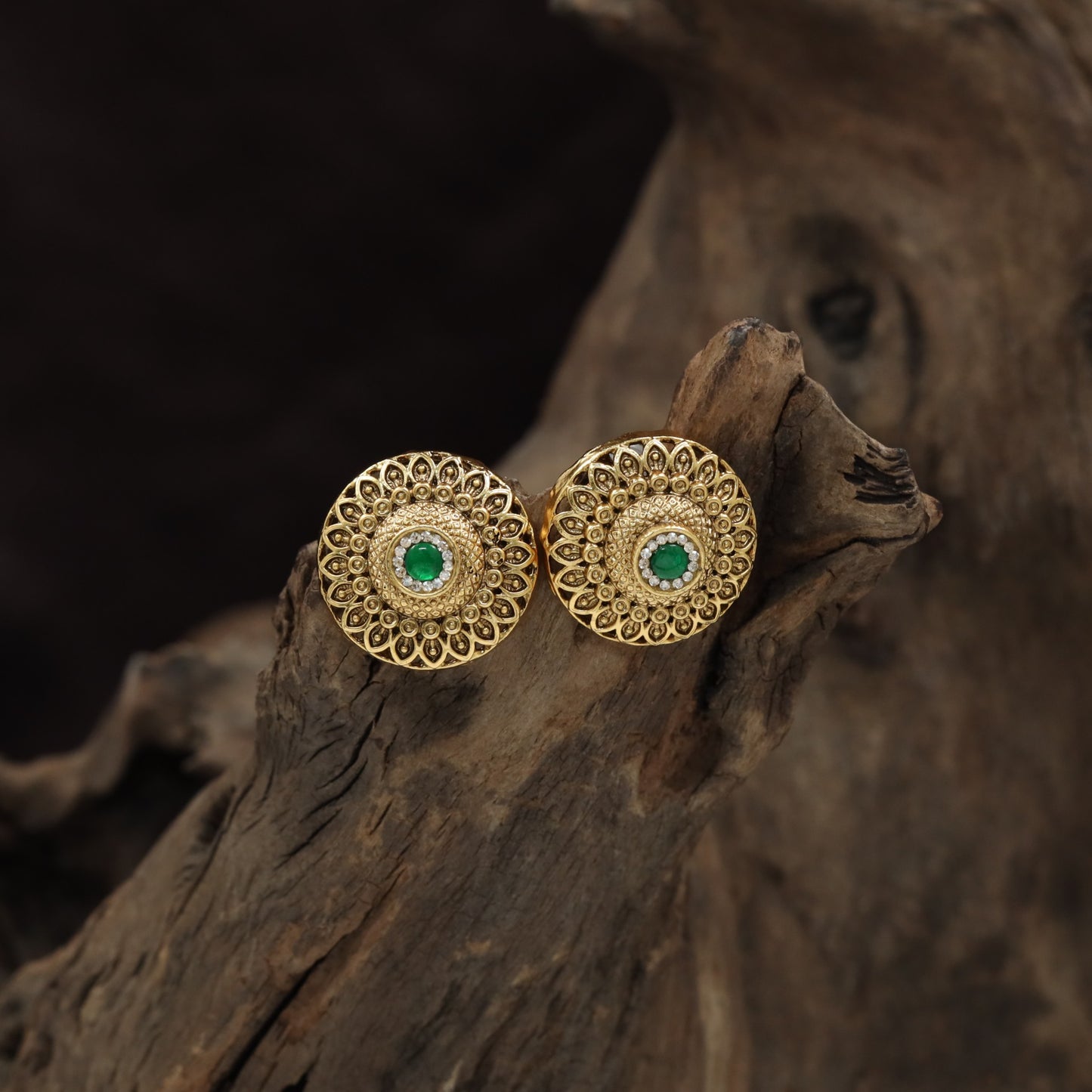 Circular Antique Stud with Intricate Rosette Detailing