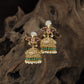 Peacock Design Antique Jumka with Sculpted Dome and Hanging Beads