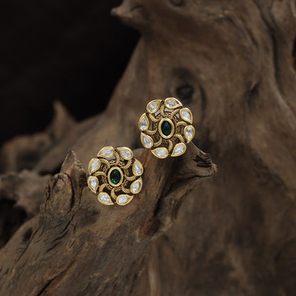 Antique Stud Showcasing Oval Centre and Intricate Scrollwork