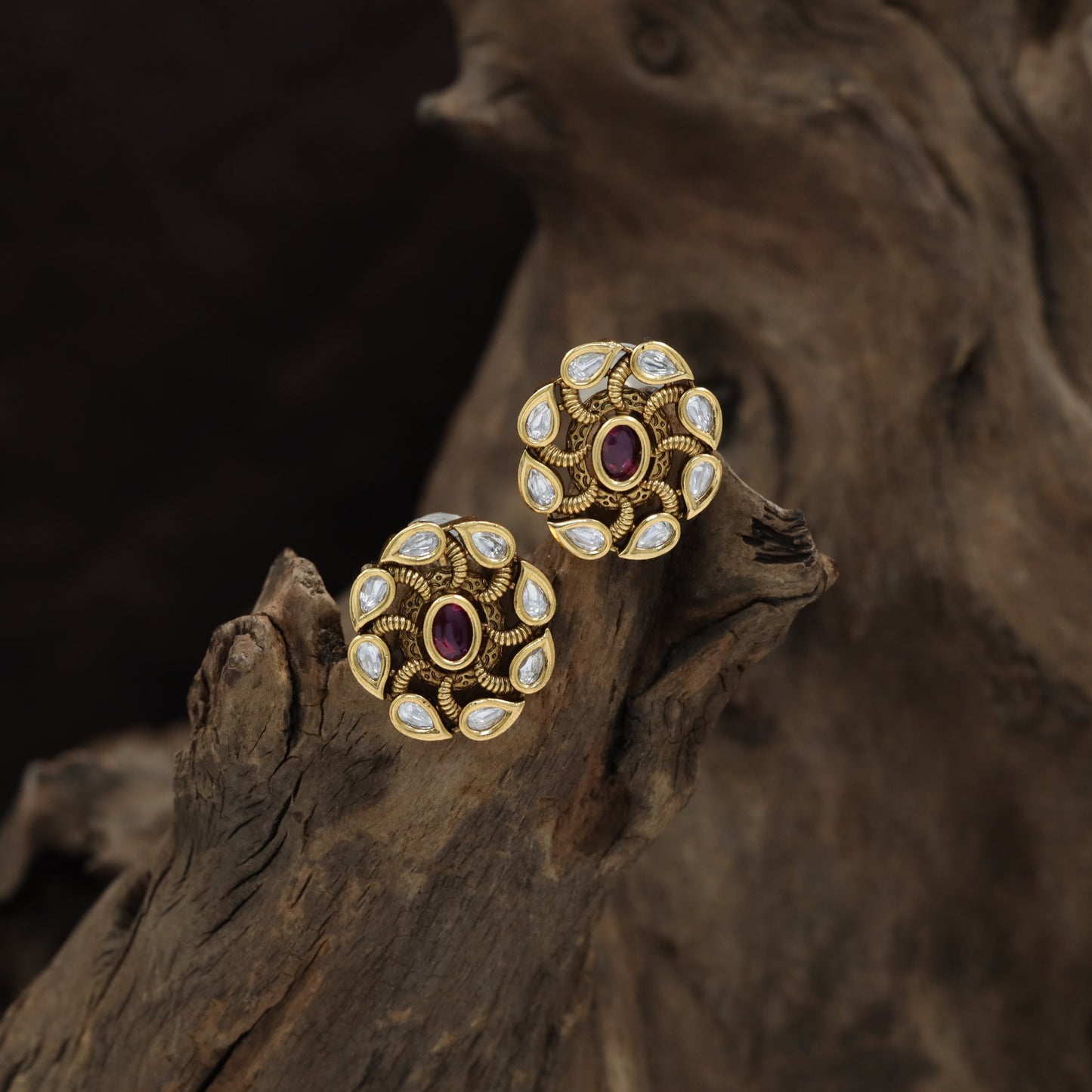 Antique Stud Showcasing Oval Centre and Intricate Scrollwork