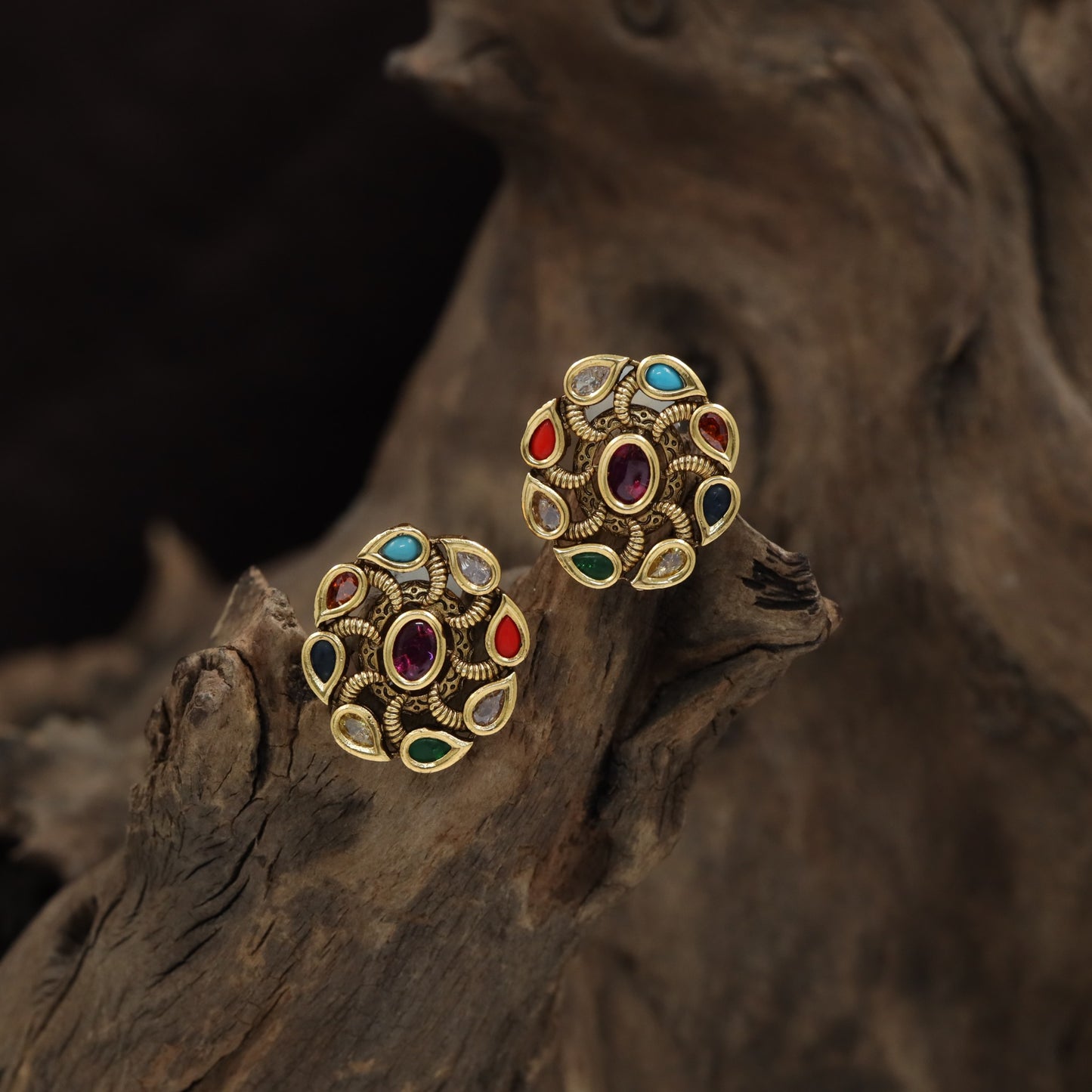 Antique Stud Showcasing Oval Centre and Intricate Scrollwork