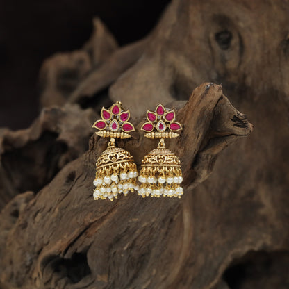 Antique Jumka Featuring Sculpted Petals and Curved Details
