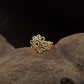 Floral Antique Finger Ring with Multicoloured Petal Detailing and Ornamental Centre