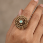 Antique Finger Ring with Sculpted Floral Work and Intricate Outer Detailing