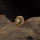 Antique Finger Ring with Sculpted Floral Work and Intricate Outer Detailing