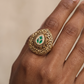 Traditional Antique Finger Ring with Radiating Lines and Elaborate Curved Detailing