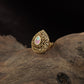 Traditional Antique Finger Ring with Radiating Lines and Elaborate Curved Detailing