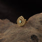Curved Floral Work and Defined Teardrop Framing Antique Finger Ring